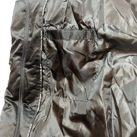 Calvin Klein Puffer Jacket Womens XL Black Down Puffer Faux Fur Lined Hood Parka - Picture 8 of 16